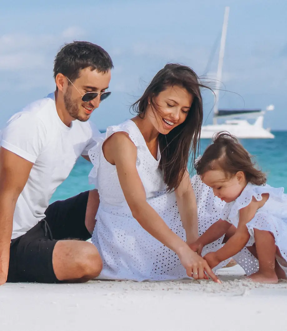 family on the beach
